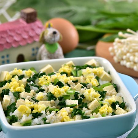 4026 有機菠菜金針菇豆腐雞蛋蔬食軟飯(主食任選)