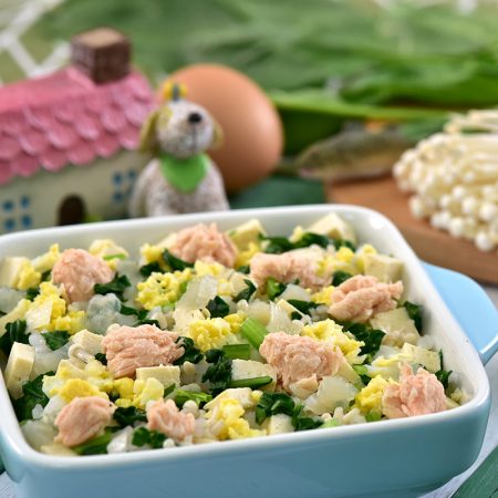 4057 菠菜金針菇豆腐雞蛋海陸軟飯(主食任選)